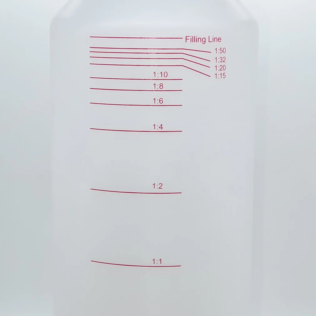 Mengfles met mengverhouding 1 liter of 500 ml